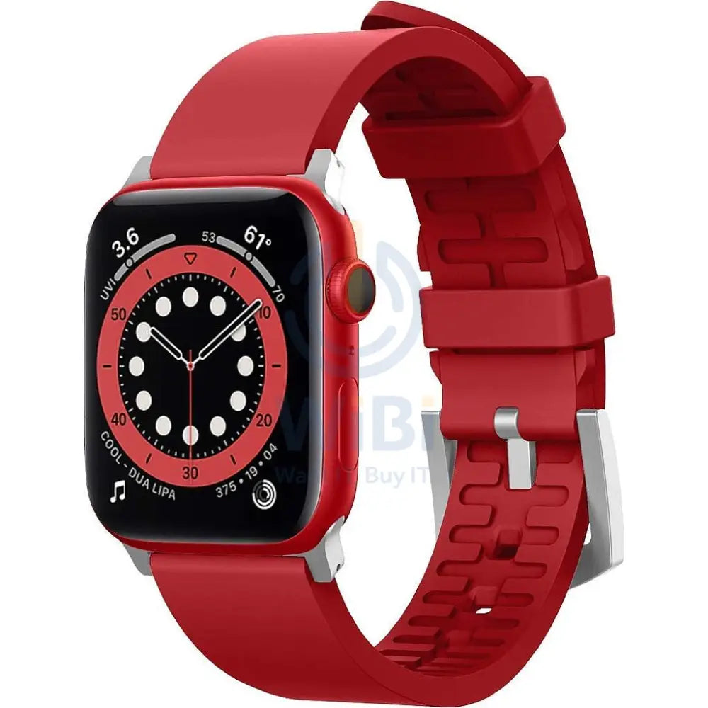 Elago Apple Watch 45/44/42mm/Ultra Premium Fluoro Rubber Strap - Red Accessories > Smart Watches