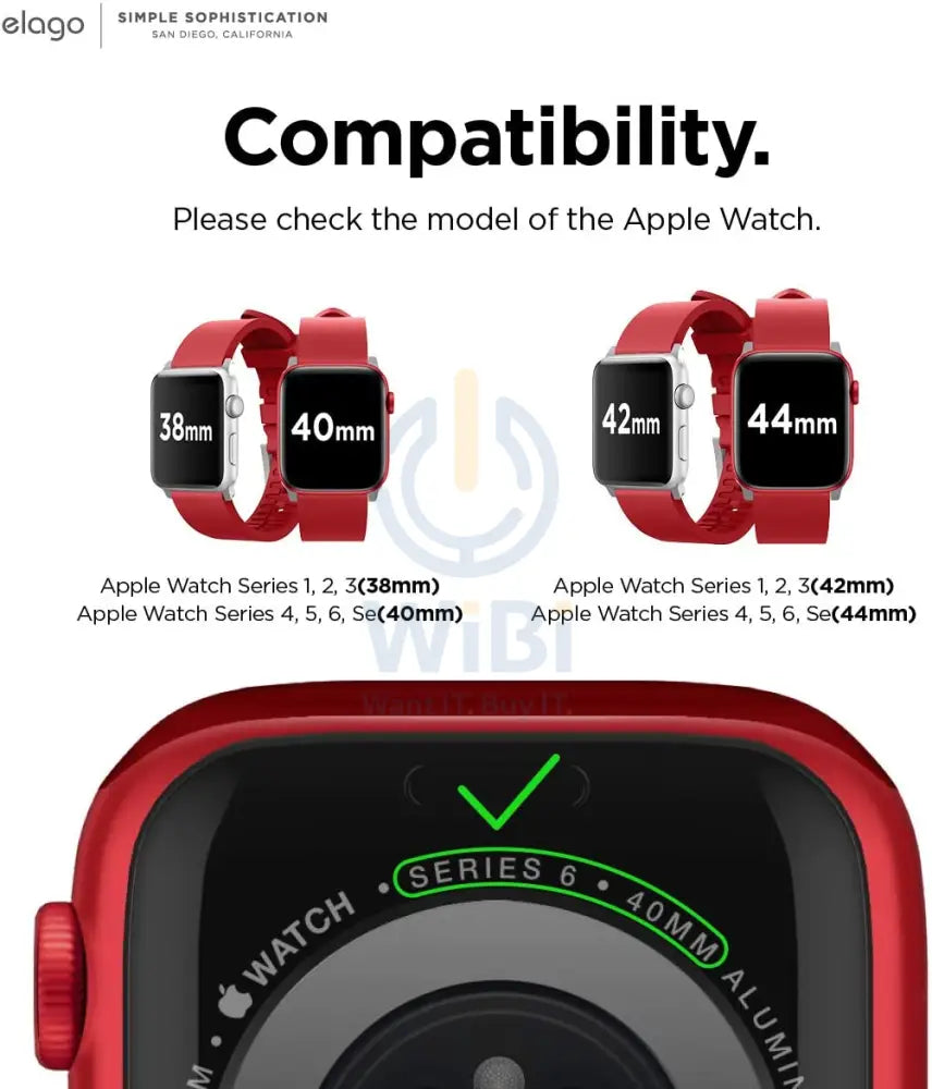 Elago Apple Watch 45/44/42mm/Ultra Premium Fluoro Rubber Strap - Red Accessories > Smart Watches