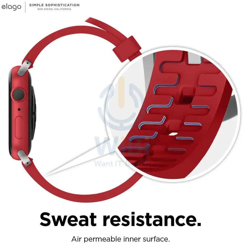 Elago Apple Watch 45/44/42mm/Ultra Premium Fluoro Rubber Strap - Red Accessories > Smart Watches