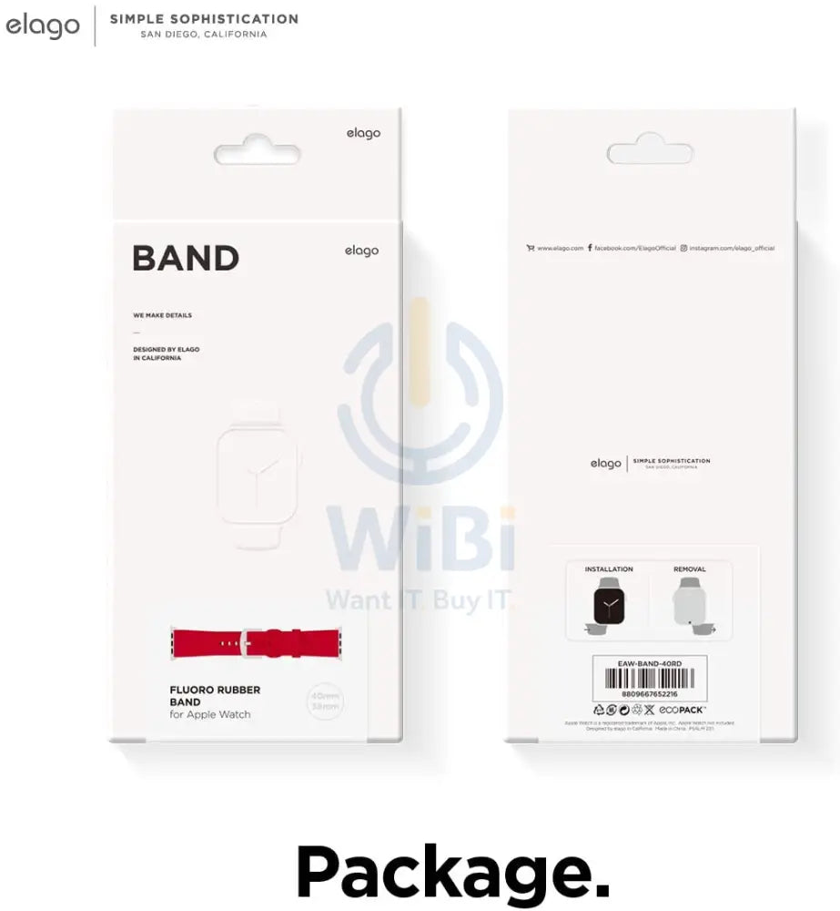 Elago Apple Watch 45/44/42mm/Ultra Premium Fluoro Rubber Strap - Red Accessories > Smart Watches