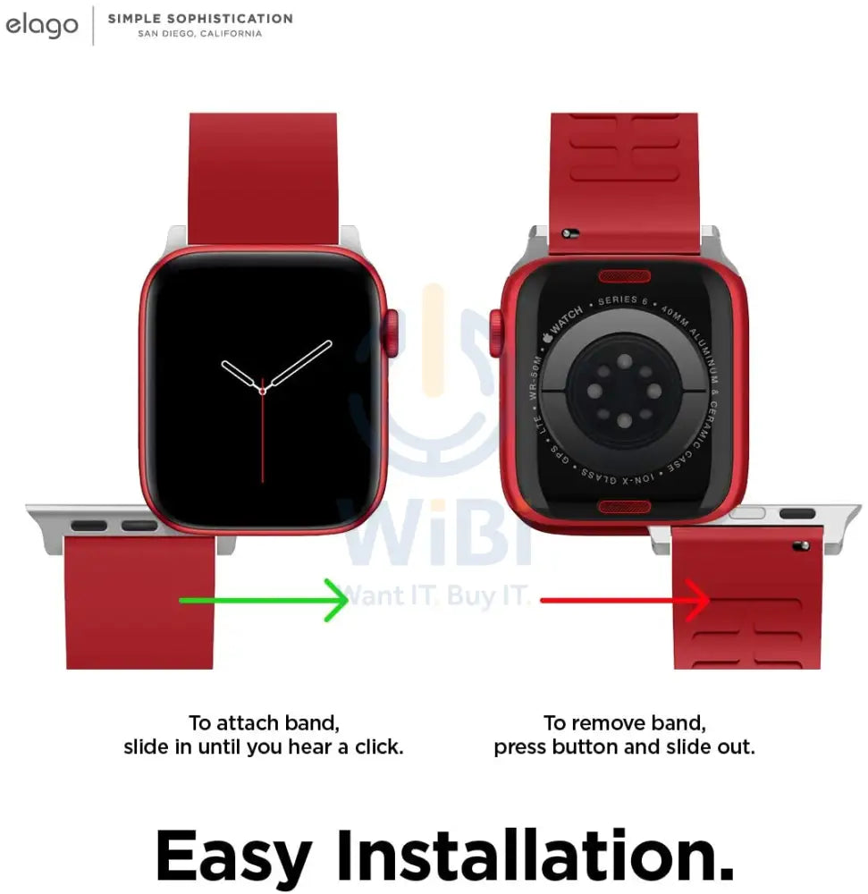 Elago Apple Watch 45/44/42mm/Ultra Premium Fluoro Rubber Strap - Red Accessories > Smart Watches