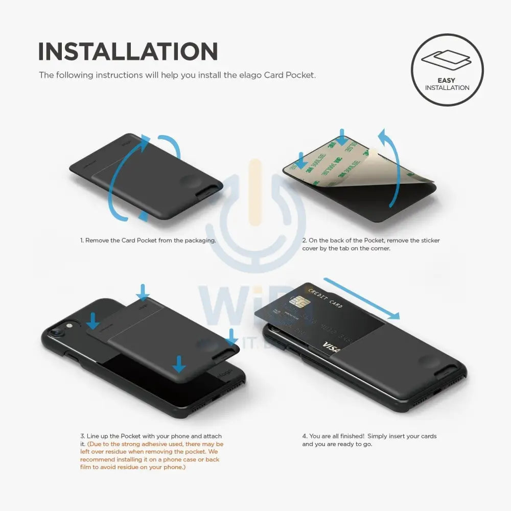 Elago Card Pocket - Black Accessories > Mobiles & Tablets