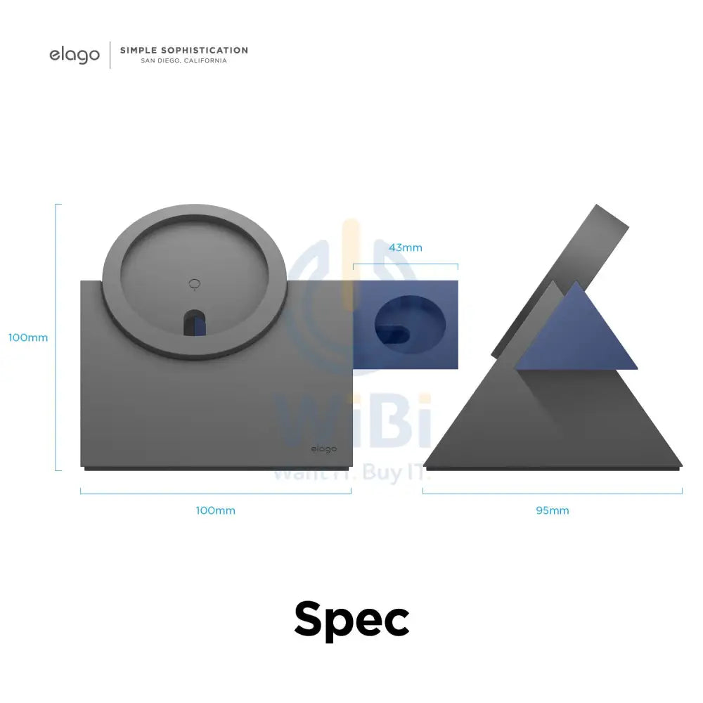 Elago MagSafe Charging MS5 Duo (Compatible with MagSafe Charger & Apple Watch Charger) - Dark Grey / Jean Indigo - Dark