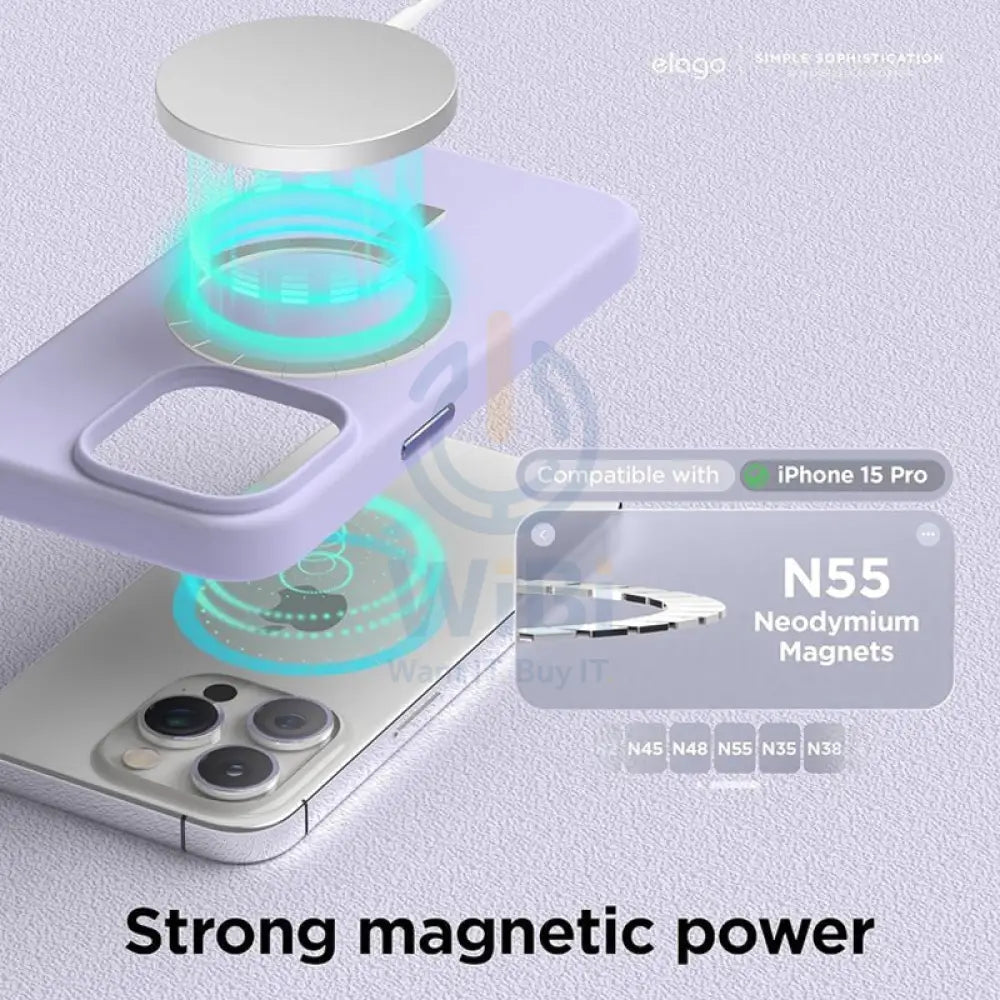 Elago MagSafe Magnetic Silicone Case - Apple iPhone 15 Pro / Purple Accessories > Mobiles & Tablets > Mobiles > Covers