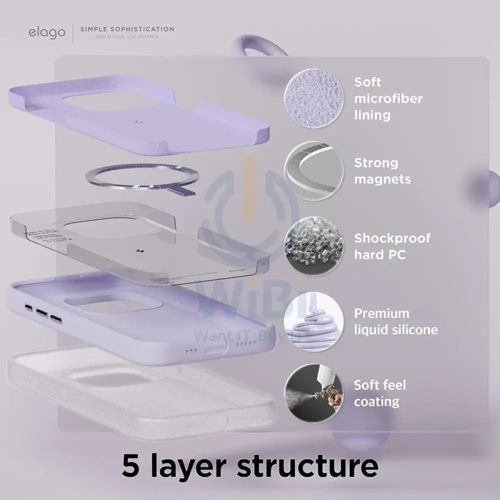 Elago MagSafe Magnetic Silicone Case - Apple iPhone 15 Pro / Purple Accessories > Mobiles & Tablets > Mobiles > Covers