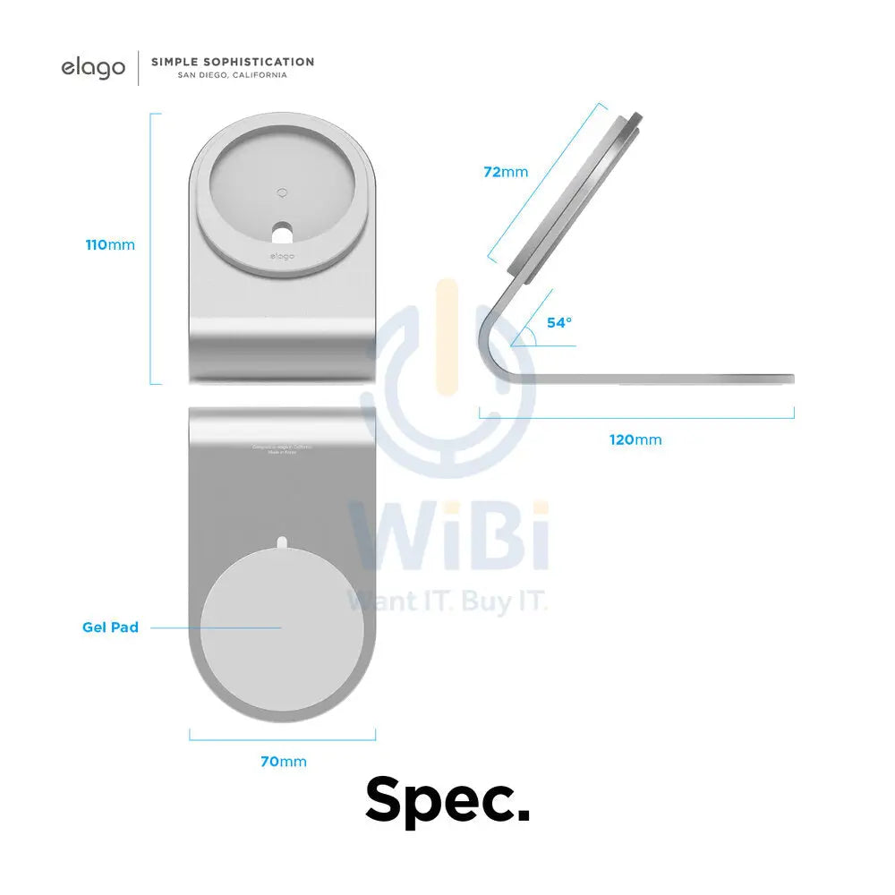 Elago MS3 Aluminum Charging Stand for MagSafe - Silver Accessories > Mobiles & Tablets > Mobiles > Mobile Holder