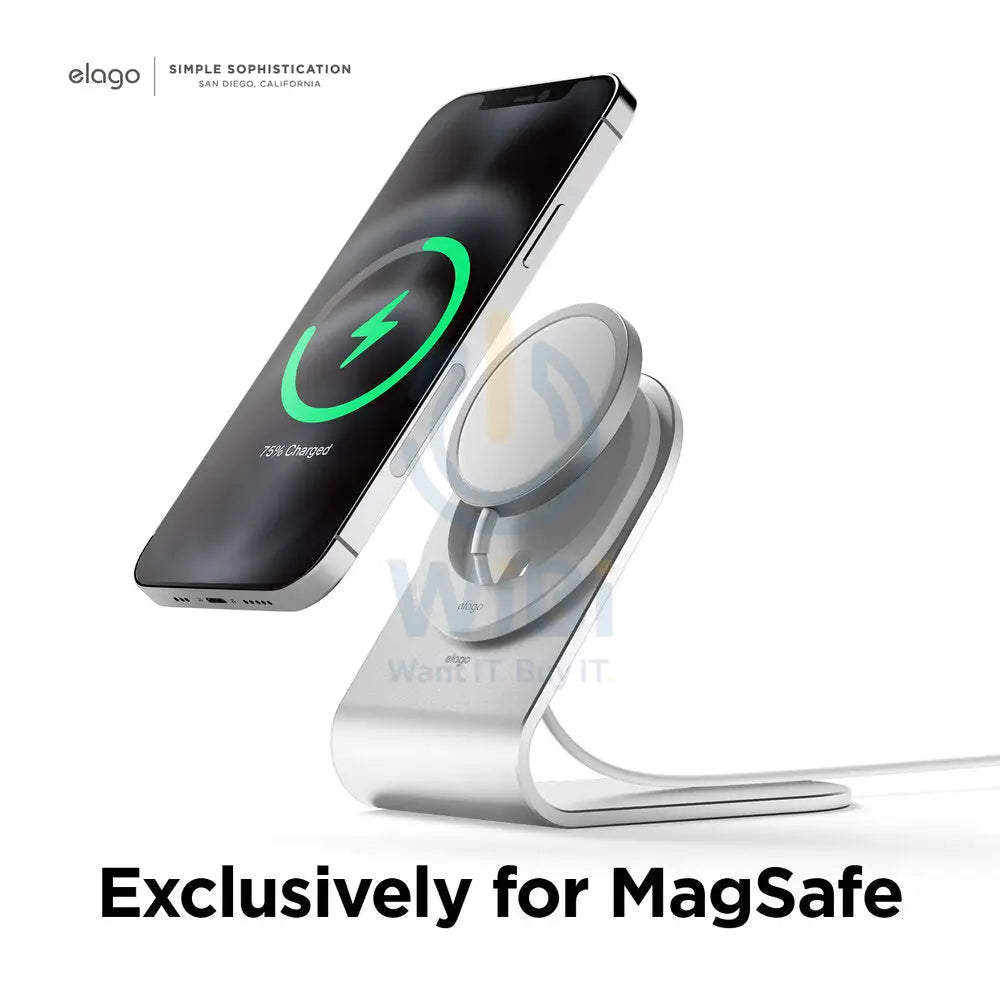 Elago MS3 Aluminum Charging Stand for MagSafe - Silver Accessories > Mobiles & Tablets > Mobiles > Mobile Holder