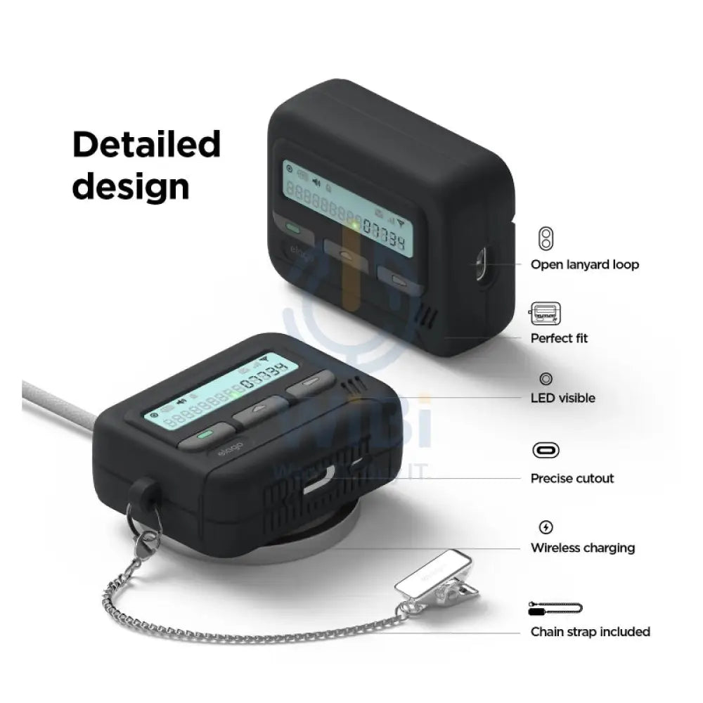 Elago Pager Case with Key Chain For Apple AirPods Pro 3 - Black Accessories > Headphones > Covers & Cases