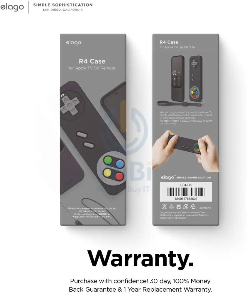 Elago R4 Retro Case for Apple TV Siri Remote (Lanyard Included) - Black Accessories > Smart Devices