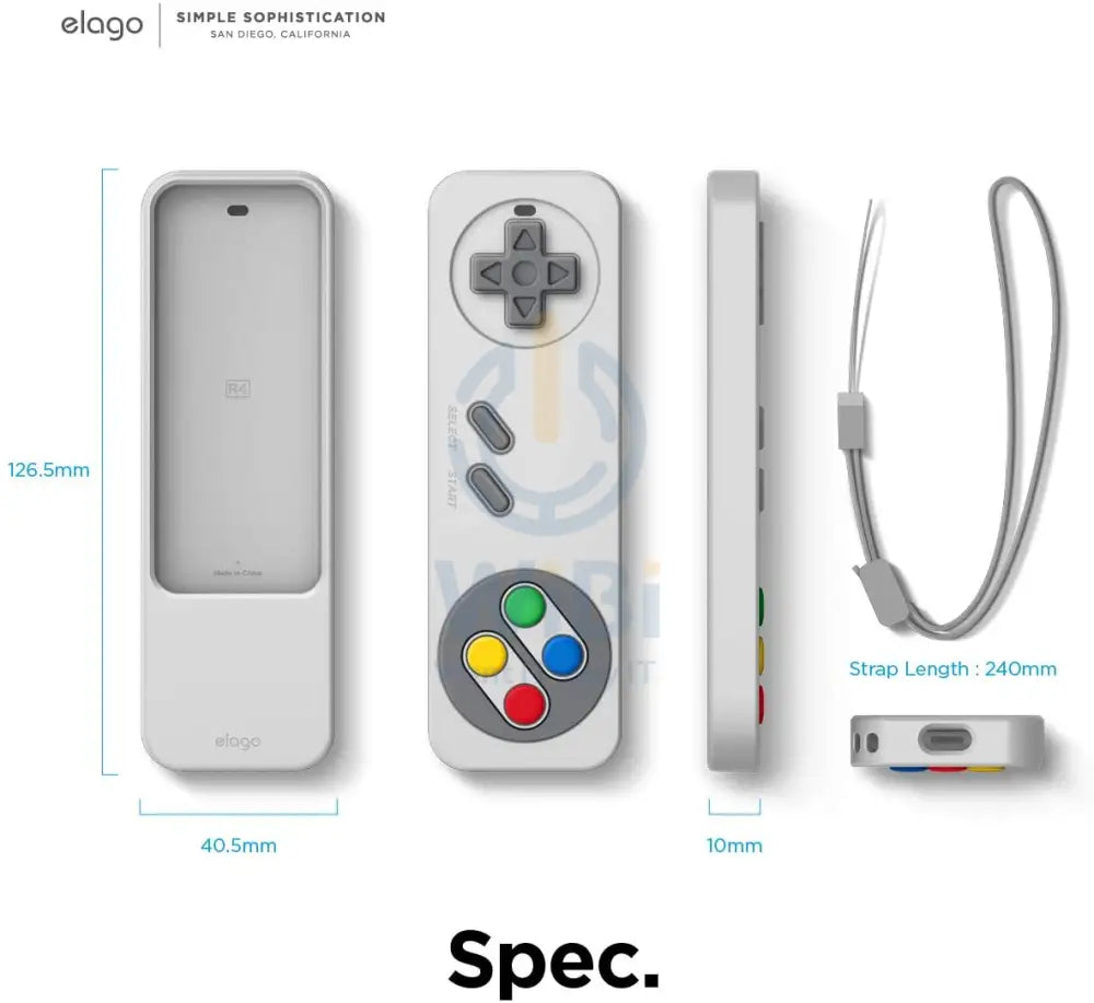Elago R4 Retro Case for Apple TV Siri Remote (Lanyard Included) - Light Gray Accessories > Smart Devices