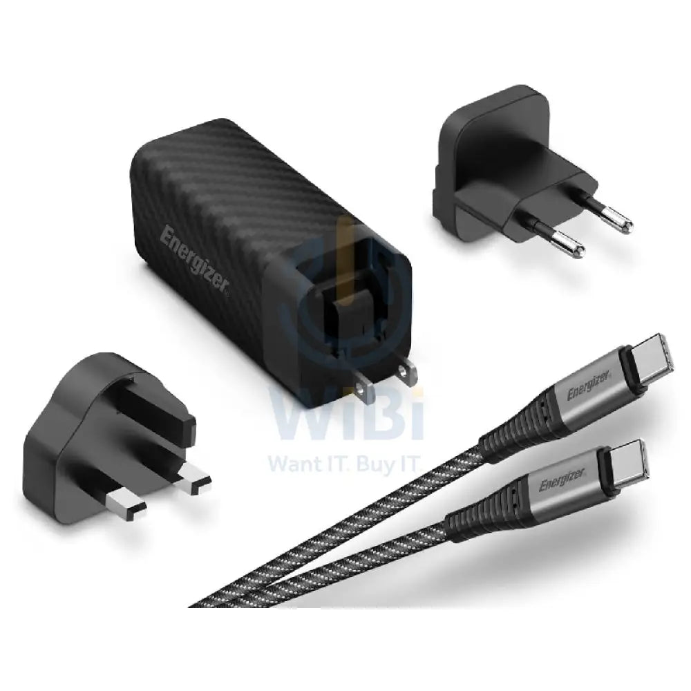 Energizer Ultimate Wall Charger with Universal Plug with Type-C Cable - 65W / Type-C / USB-A / Black Accessories >