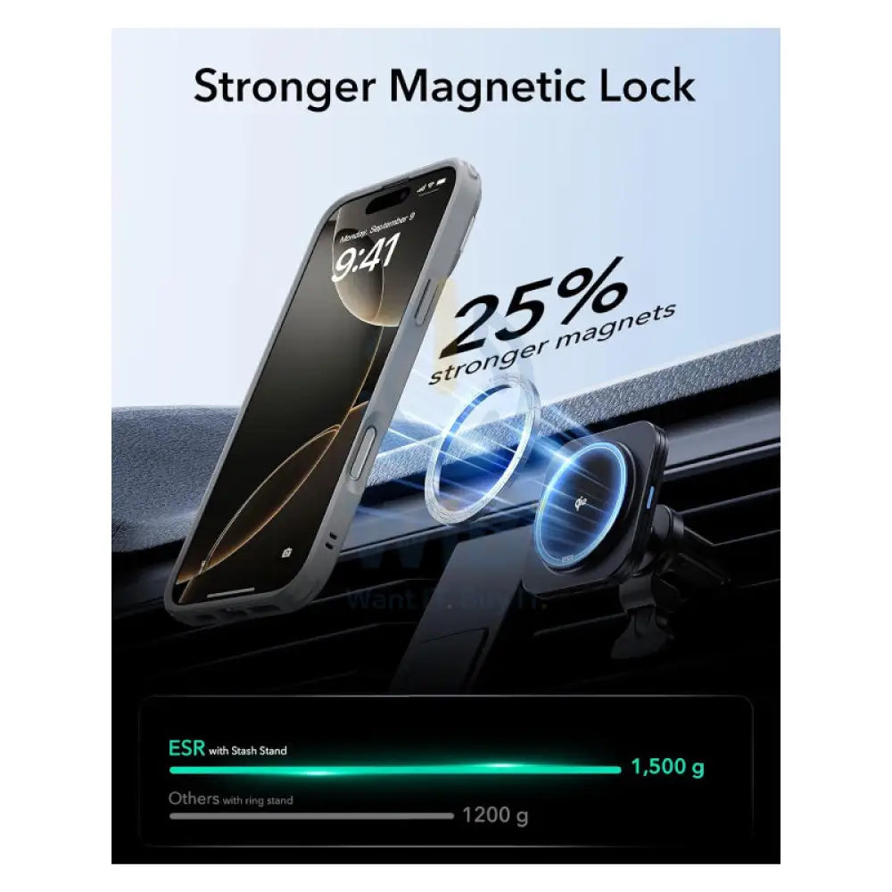ESR Classic Hybrid Case with Stash Stand (HaloLock) Apple iPhone 16 Pro / Clear Gray Accessories > Mobiles & Tablets >