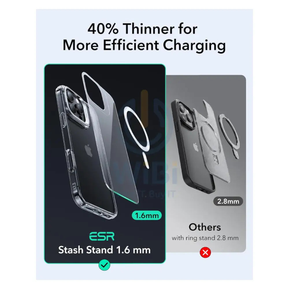ESR Classic Hybrid Case with Stash Stand (HaloLock) Apple iPhone 16 Pro Max / Clear Accessories > Mobiles & Tablets >