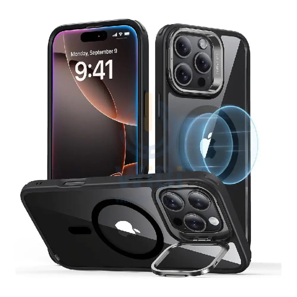 ESR Classic Hybrid Case with Stash Stand (HaloLock) Apple iPhone 16 Pro Max / Clear/Black Accessories > Mobiles &