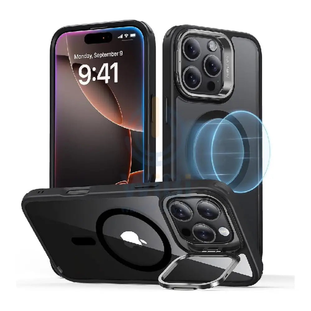 ESR Classic Hybrid Case with Stash Stand (HaloLock) Apple iPhone 16 Pro Max / Frosted Black Accessories > Mobiles &