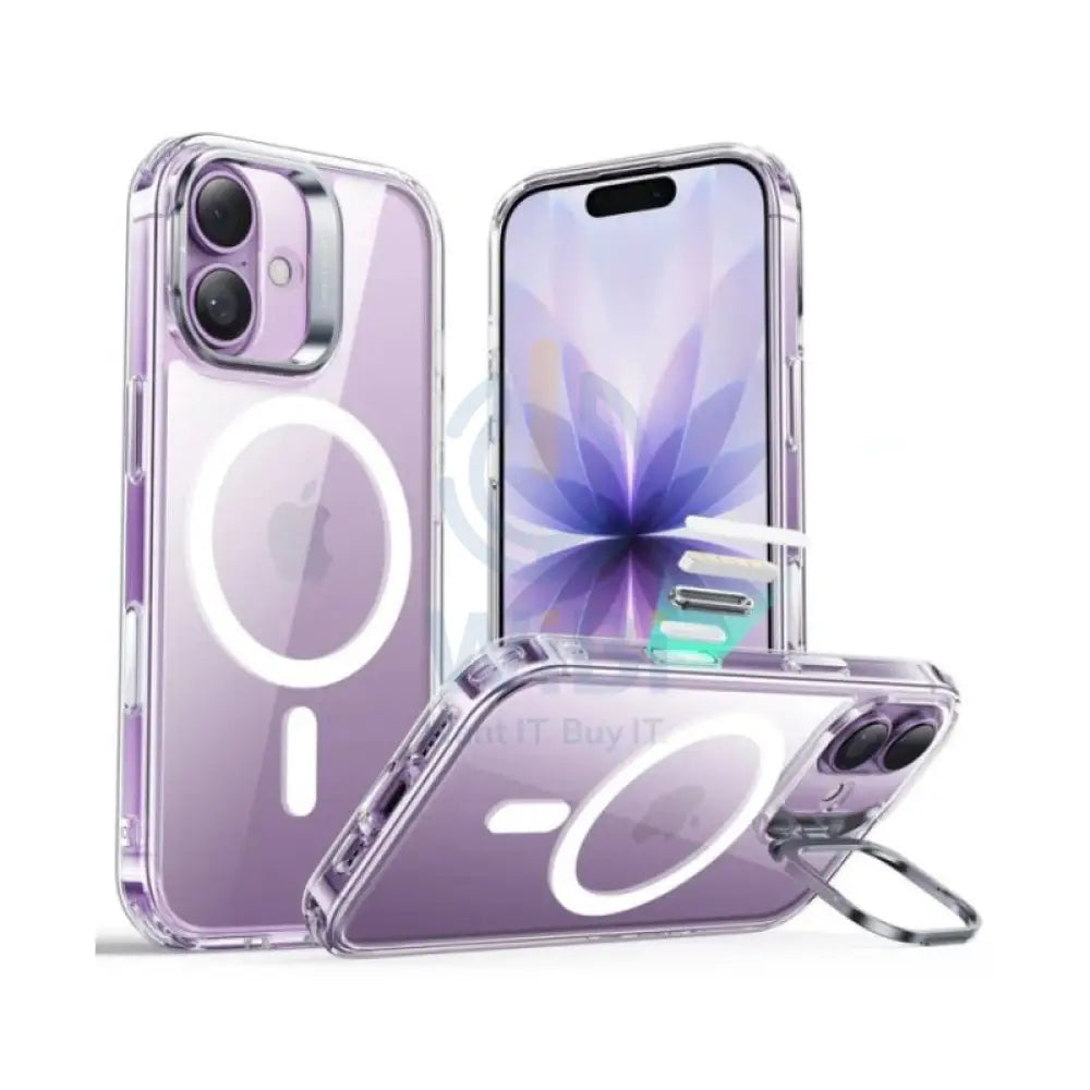 ESR HaloLock Classic Hybrid Case with Stash Stand (Camera Control Button) Case For Apple iPhone 17 - Clear Accessories
