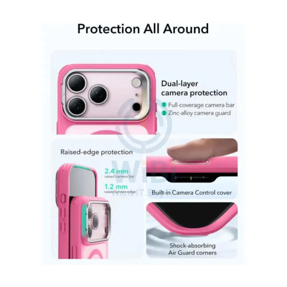 ESR HaloLock Classic Hybrid Case with Stash Stand (Camera Control Button) Case For Apple iPhone 17 Pro Max - Frosted