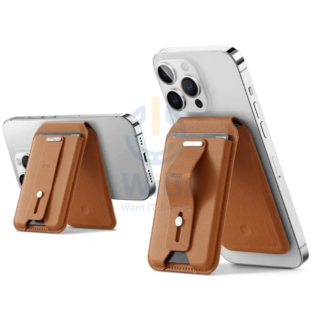 ESR HaloLock Geo Wallet Grip Stand - Caramel Brown Accessories > Mobiles & Tablets > Mobiles > Mobile Holder / Stands