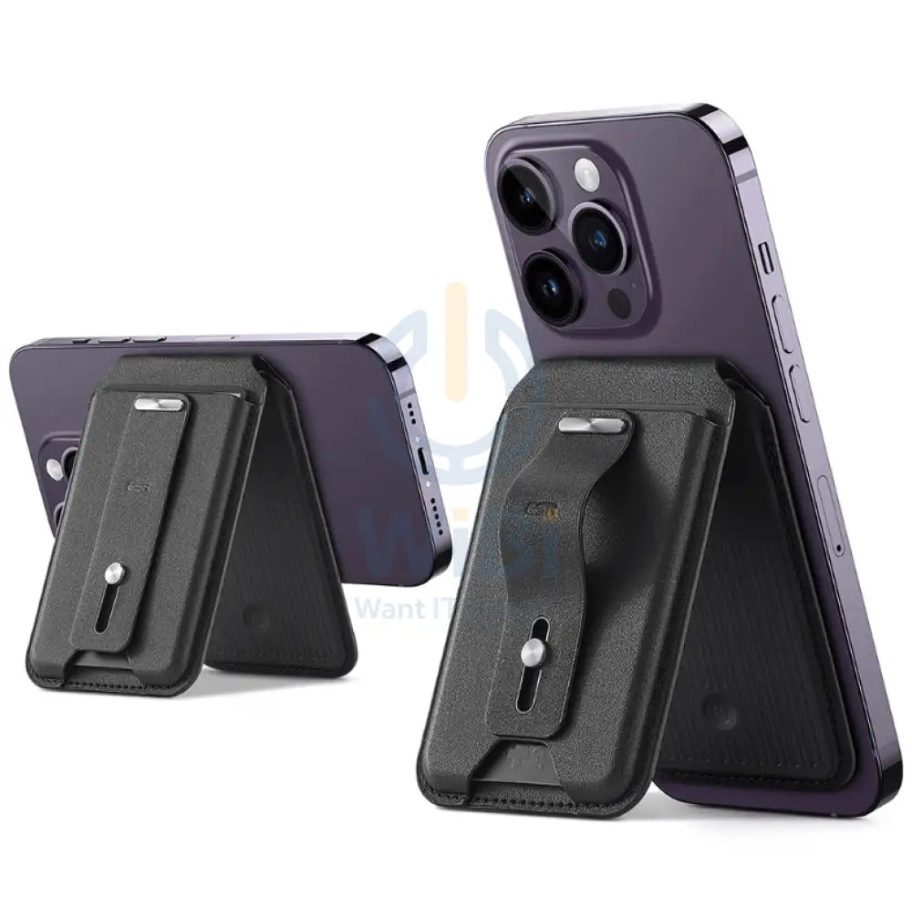 ESR HaloLock Geo Wallet Grip Stand - Midnight Black Accessories > Mobiles & Tablets > Mobiles > Mobile Holder / Stands