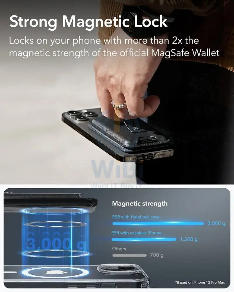 ESR HaloLock Geo Wallet Grip Stand - Midnight Black Accessories > Mobiles & Tablets > Mobiles > Mobile Holder / Stands