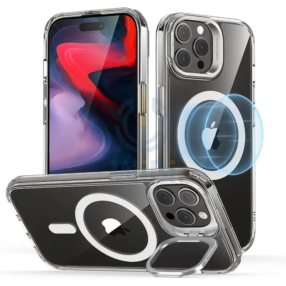 ESR iPhone 15 Pro Max Classic Hybrid Case with Stash Stand (HaloLock) - Clear Accessories > Mobiles & Tablets > Mobiles