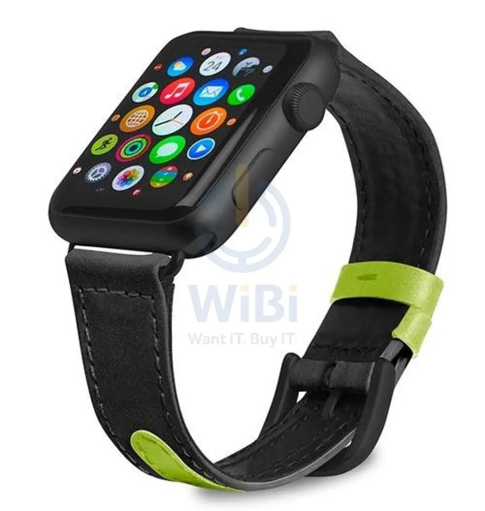 Evutec Apple Watch Band 45mm/44mm/42mm/Ultra Reflective Sport - Black/Lime Accessories > Smart Watches > Straps