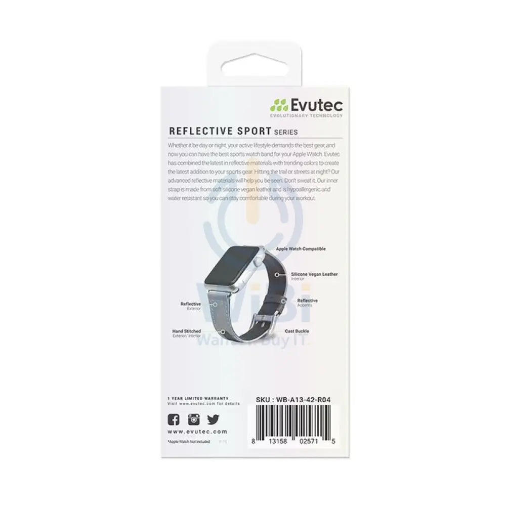 Evutec Apple Watch Band 45mm/44mm/42mm/Ultra Reflective Sport - Starlight Accessories > Smart Watches > Straps