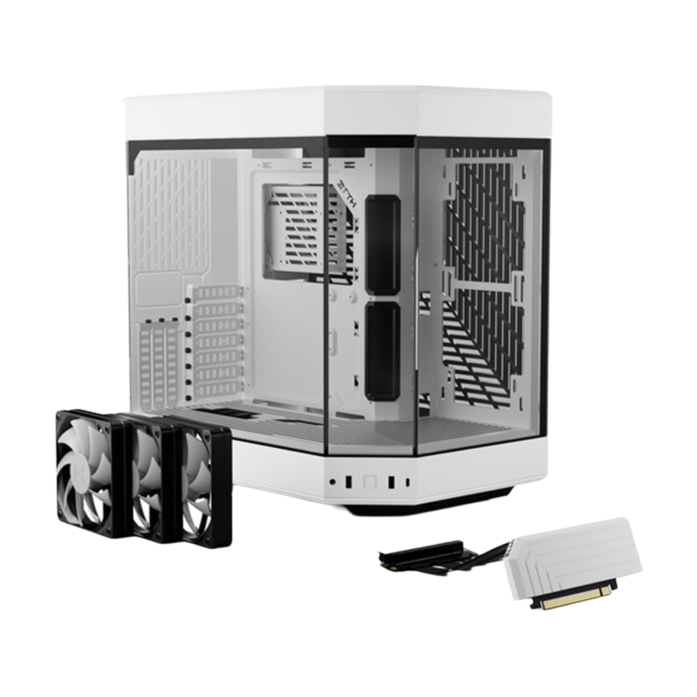 HYTE Y60 Dual Chamber Panoramic Tempered Glass ATX Case With 3 Fans - White