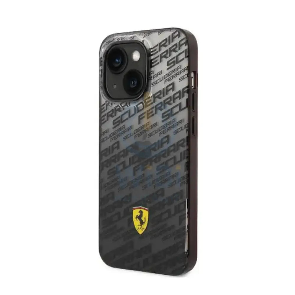Ferrari iPhone 14 Pro Gradient PC/TPU Case with Allover Scuderia & Dyed Bumper - Black Accessories > Mobiles & Tablets