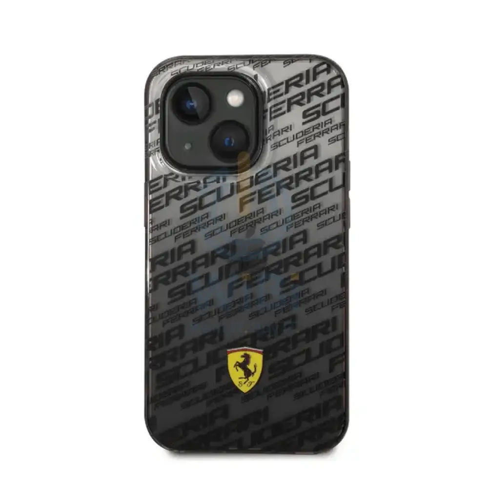 Ferrari iPhone 14 Pro Gradient PC/TPU Case with Allover Scuderia & Dyed Bumper - Black Accessories > Mobiles & Tablets