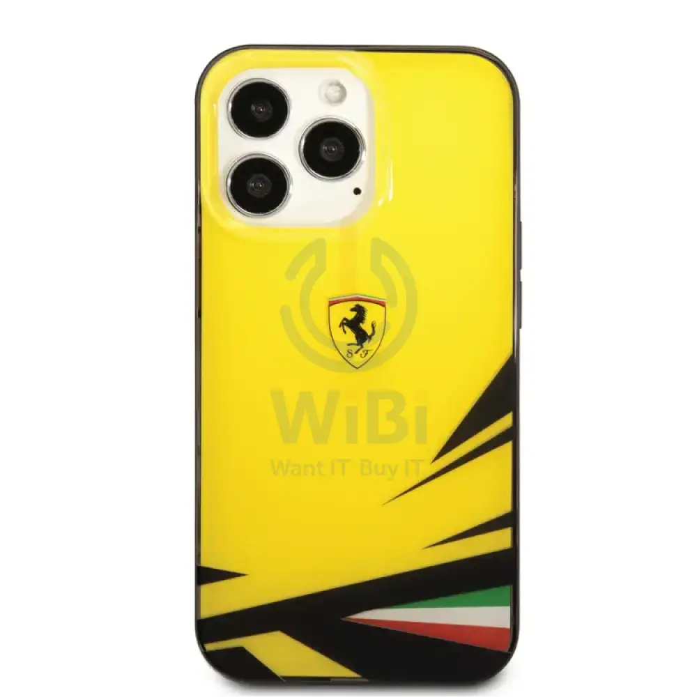 Ferrari iPhone 14 Pro Max PC/TPU Case with Double Layer Print - Yellow Accessories > Mobiles & Tablets > Mobiles