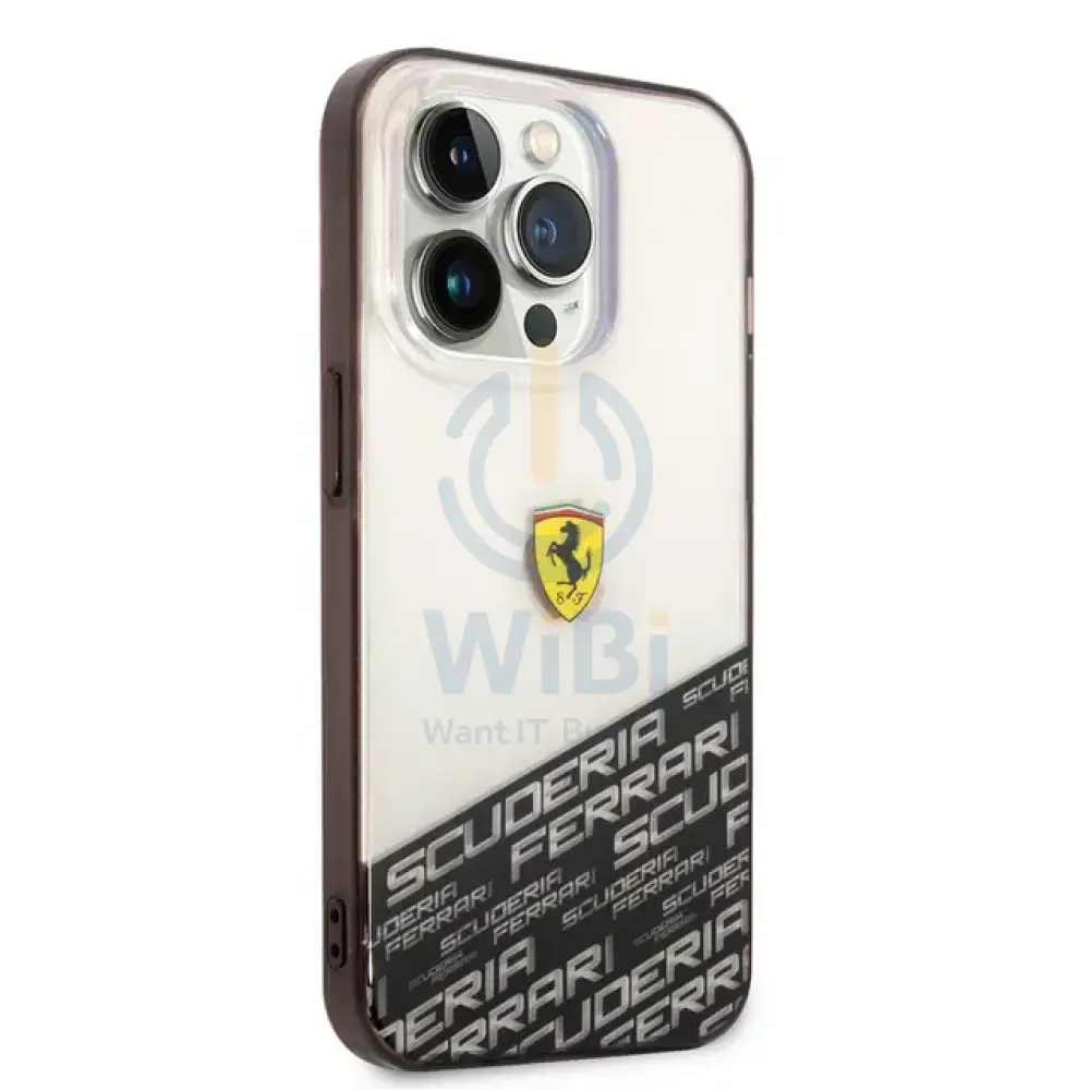 Ferrari iPhone 14 Pro Max PC/TPU IML Case with Bottom Scuderia Allover Print - Silver Accessories > Mobiles & Tablets >