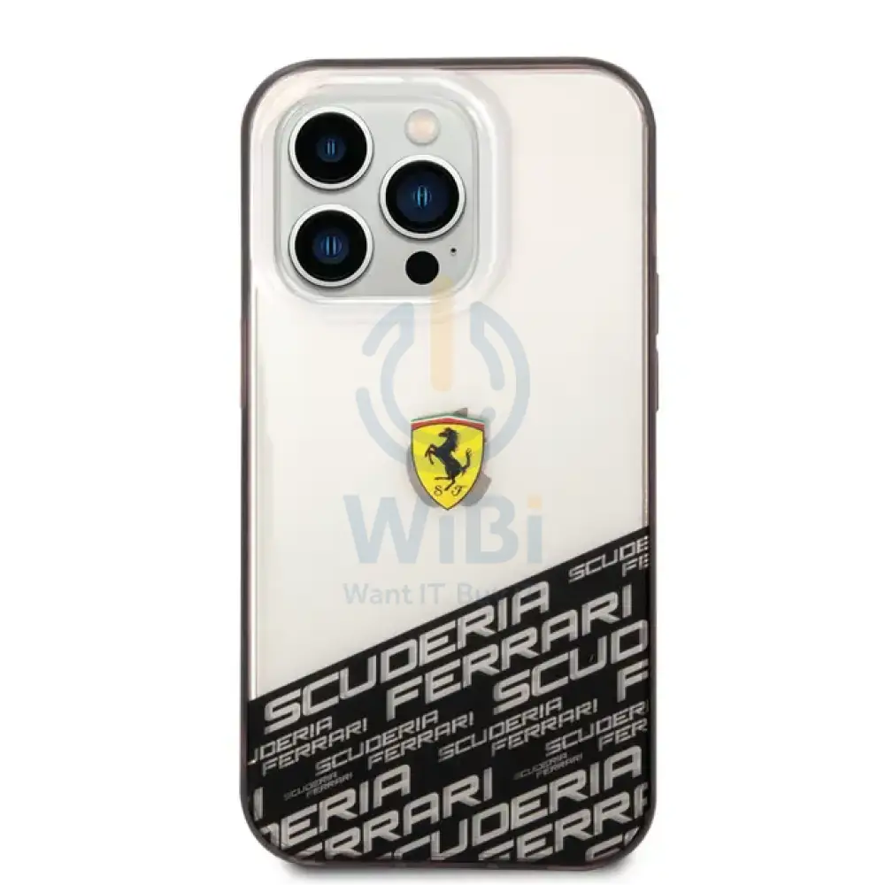Ferrari iPhone 14 Pro Max PC/TPU IML Case with Bottom Scuderia Allover Print - Silver Accessories > Mobiles & Tablets >