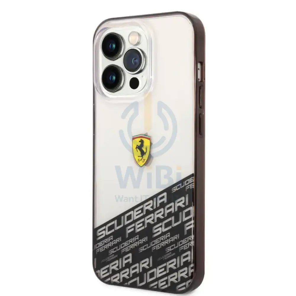 Ferrari iPhone 14 Pro Max PC/TPU IML Case with Bottom Scuderia Allover Print - Silver Accessories > Mobiles & Tablets >