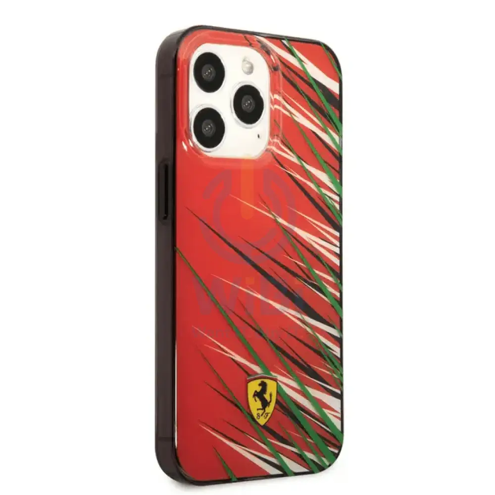 Ferrari iPhone 14 Pro PC/TPU Case with Double Layer Grass Print - Red Accessories > Mobiles & Tablets > Mobiles