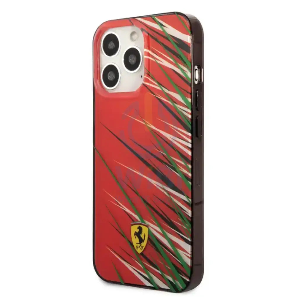 Ferrari iPhone 14 Pro PC/TPU Case with Double Layer Grass Print - Red Accessories > Mobiles & Tablets > Mobiles