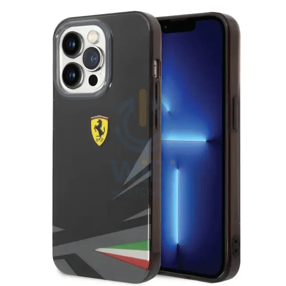 Ferrari iPhone 14 Pro PC/TPU Case with Double Layer Print - Black Accessories > Mobiles & Tablets > Mobiles