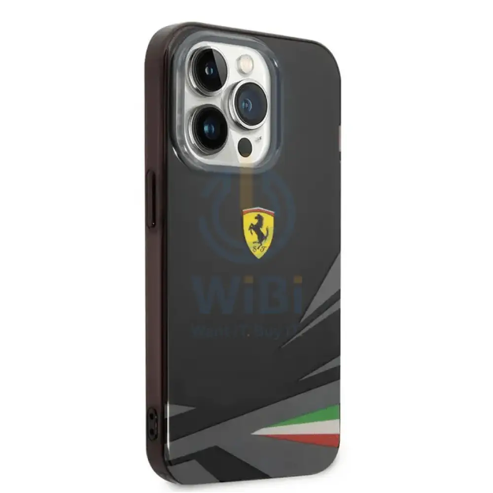 Ferrari iPhone 14 Pro PC/TPU Case with Double Layer Print - Black Accessories > Mobiles & Tablets > Mobiles