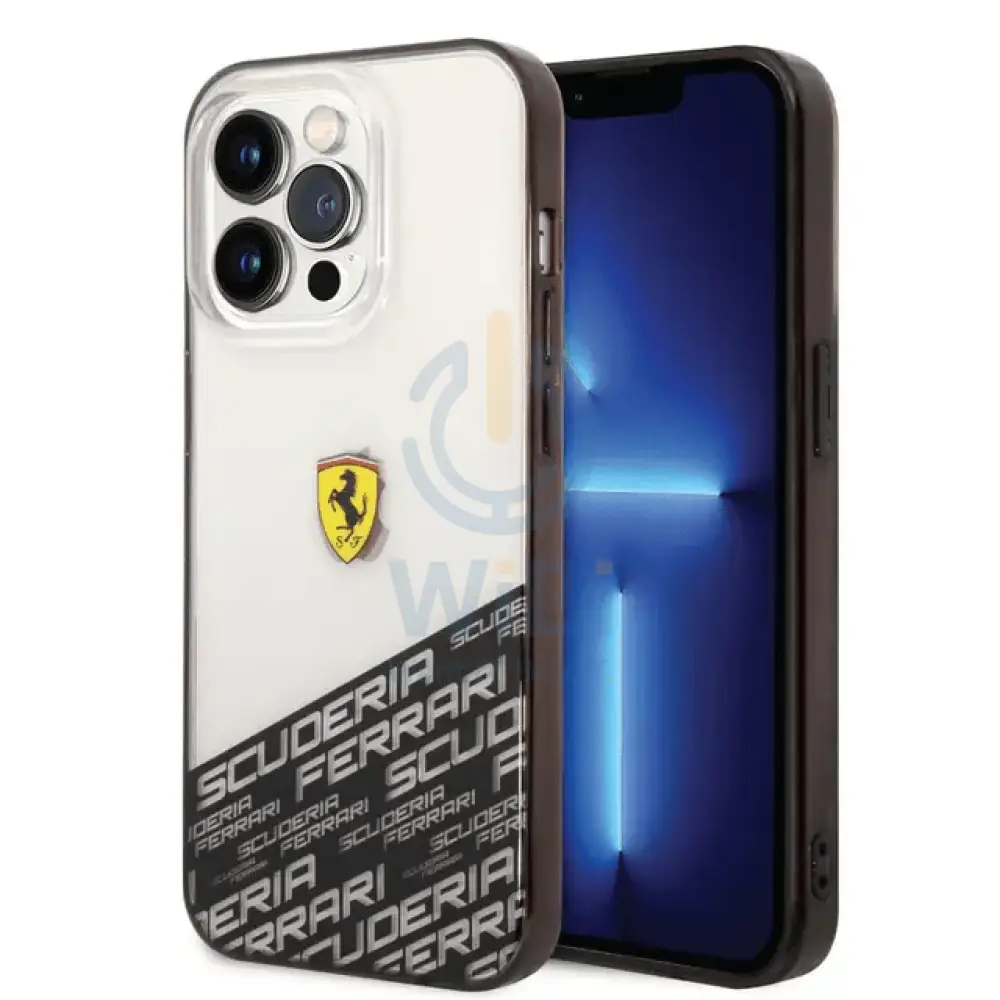 Ferrari iPhone 14 Pro PC/TPU IML Case with Bottom Scuderia Allover Print - Silver Accessories > Mobiles & Tablets >