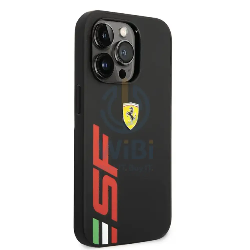 Ferrari iPhone 14 Pro PU Leather Case With Printed Big SF Logo - Black Accessories > Mobiles & Tablets > Mobiles
