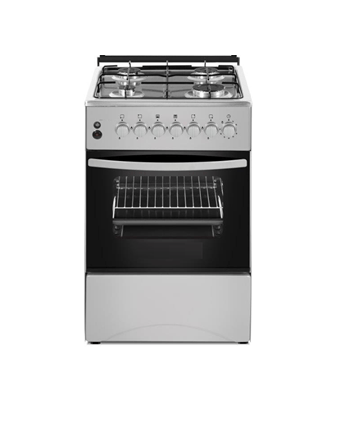 Ferre 50 x 50cm Full Gas Free Standing Cooker, 4 Gas Burner Steel - Silver