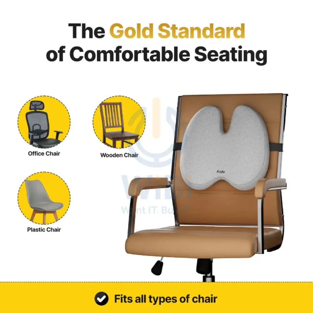 Frido FR-UPSCMB-G Ultimate Pro Seat Cushion With Pro Backrest Cushion Combo - Grey Outdoor & Travel > Pillows
