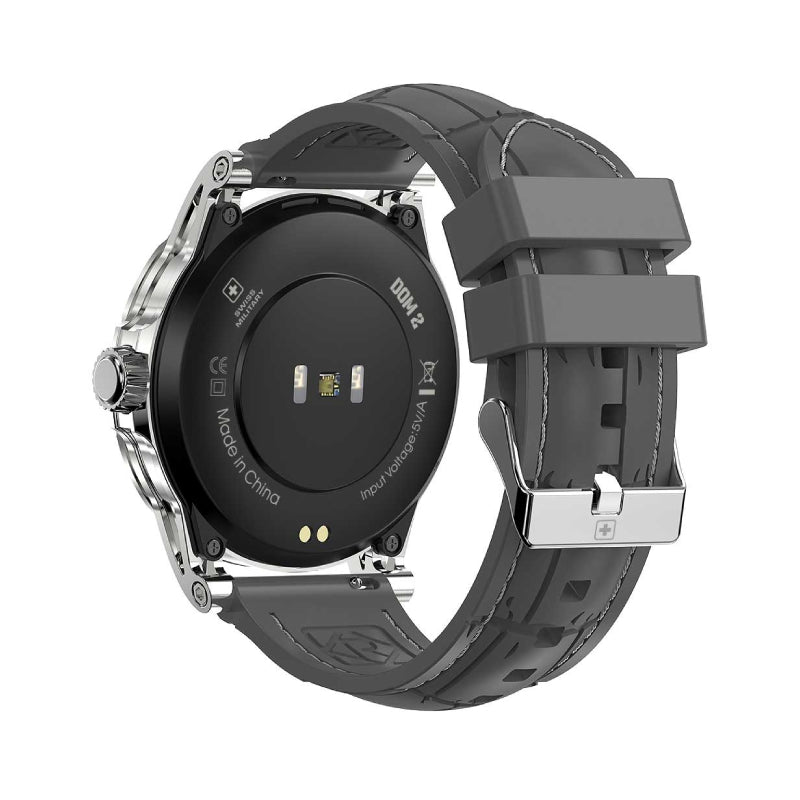 Swiss Military Dom 2 Silver Frame Gray Silicon Strap - Smart Watch Smart Watches