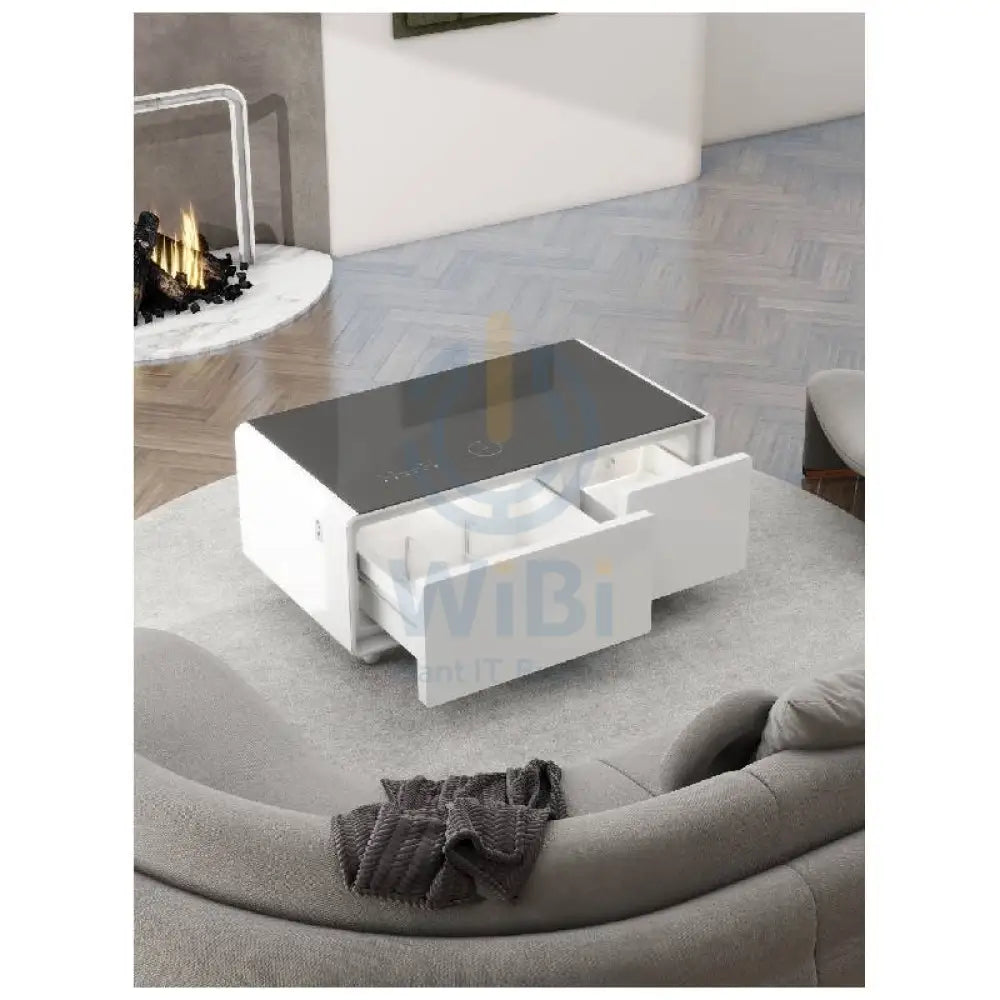 Gamax Elegant Smart Coffee Table with 90L Refrigerator - 2x USB / White Accessories > Smart Devices
