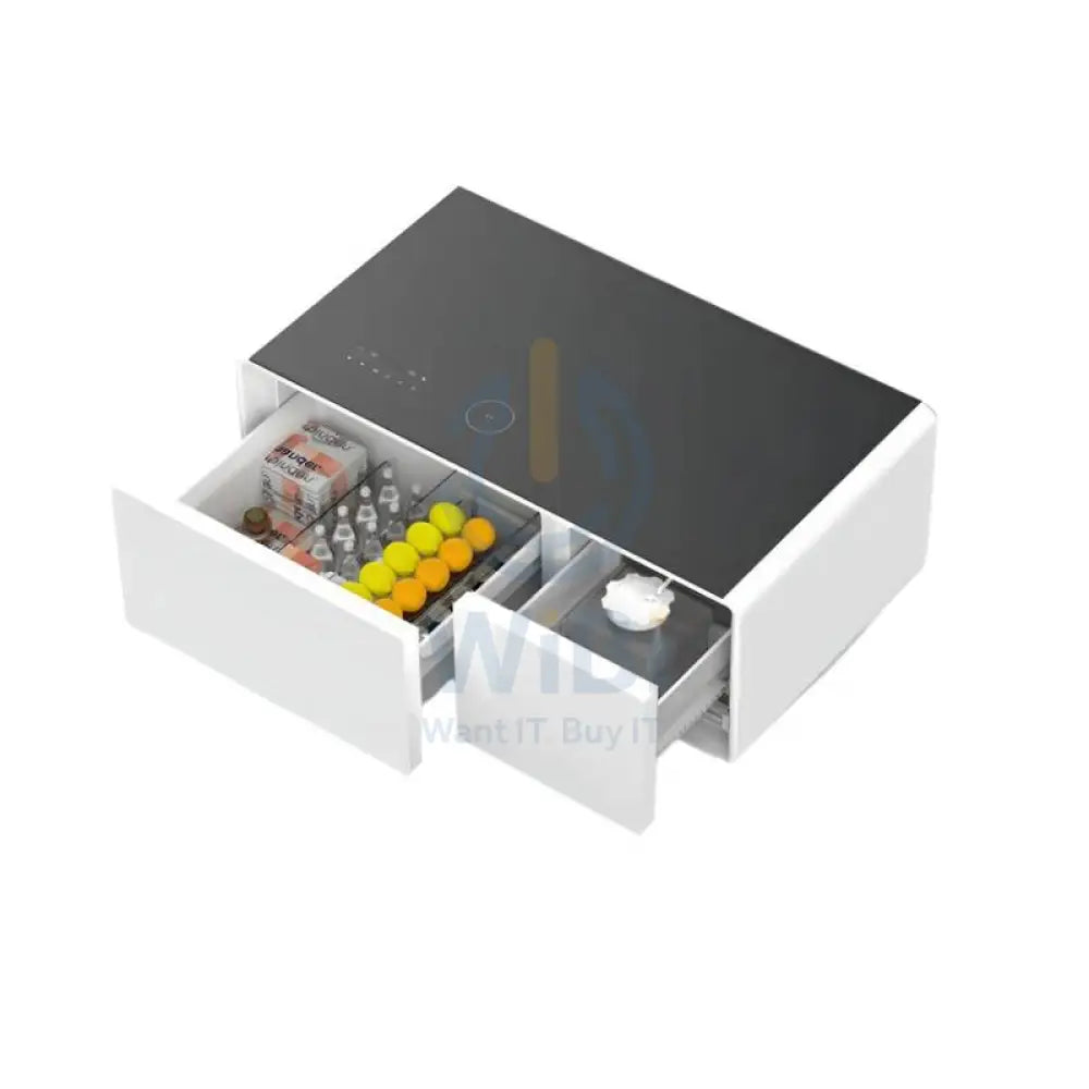 Gamax Elegant Smart Coffee Table with 90L Refrigerator - 2x USB / White Accessories > Smart Devices