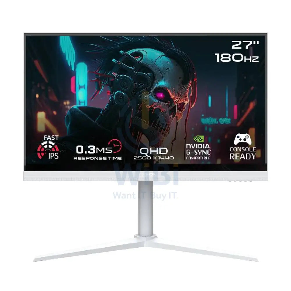 GameOn GOA27QHD180IPS أرتيك برو الإصدار الألعاب شاشة - 27 بوصة QHD / 180 هرتز / منفذ العرض / إتش دي إم أي الصوت خارج - أبيض خارج - خارج