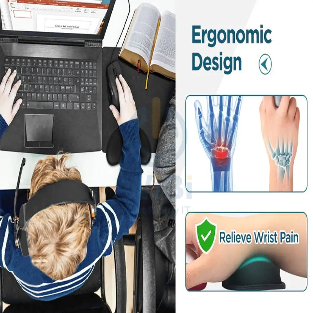 Gimars Upgrade Enlarge Gel Memory Foam Set Keyboard / Mouse Wrist Rest Pad - Black Accessories > Mousepad