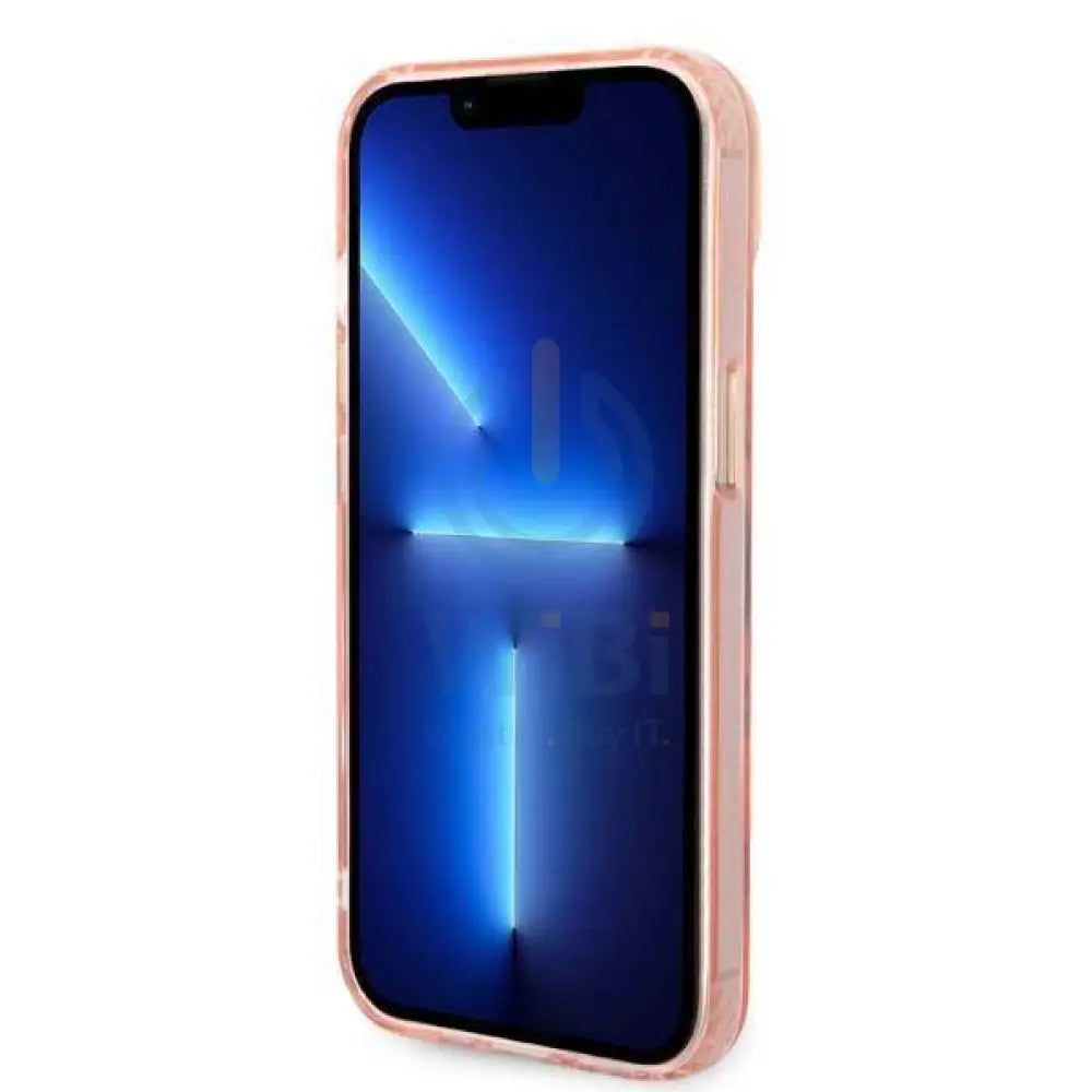 Guess Apple iPhone 14 Plus Magsafe Compatible Translucent Gold Outline & Logo - Pink Accessories > Mobiles & Tablets >