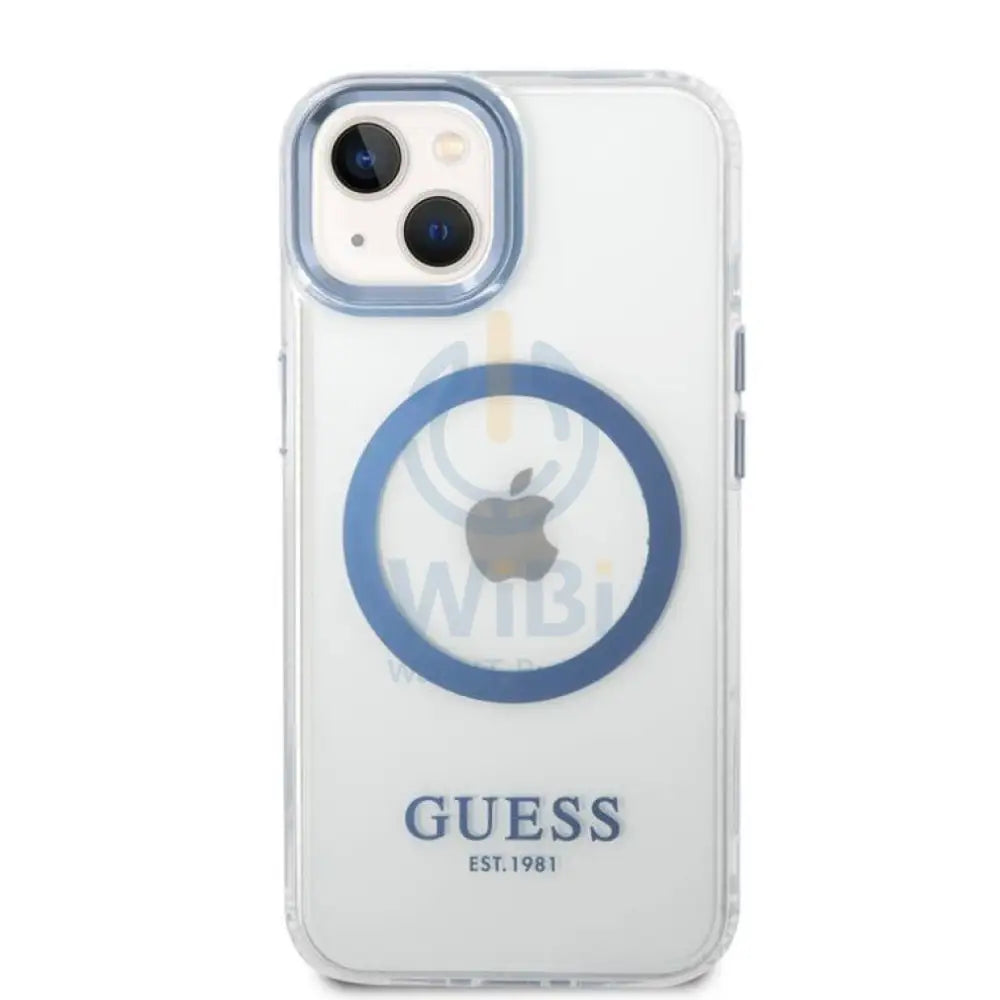 Guess Apple iPhone 14 Plus Magsafe Compatible Translucent Silver Outline & Logo - Silver Accessories > Mobiles &