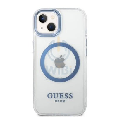 Guess Apple iPhone 14 Plus Magsafe Compatible Translucent Silver Outline & Logo - Silver Accessories > Mobiles &
